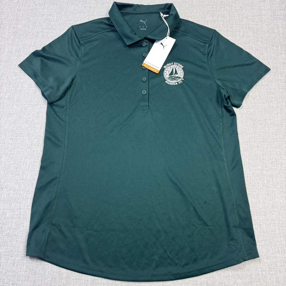 Puma Golf Polo Shirt Burnt Store Marina‎ Womens Medium Green Short Sleeve